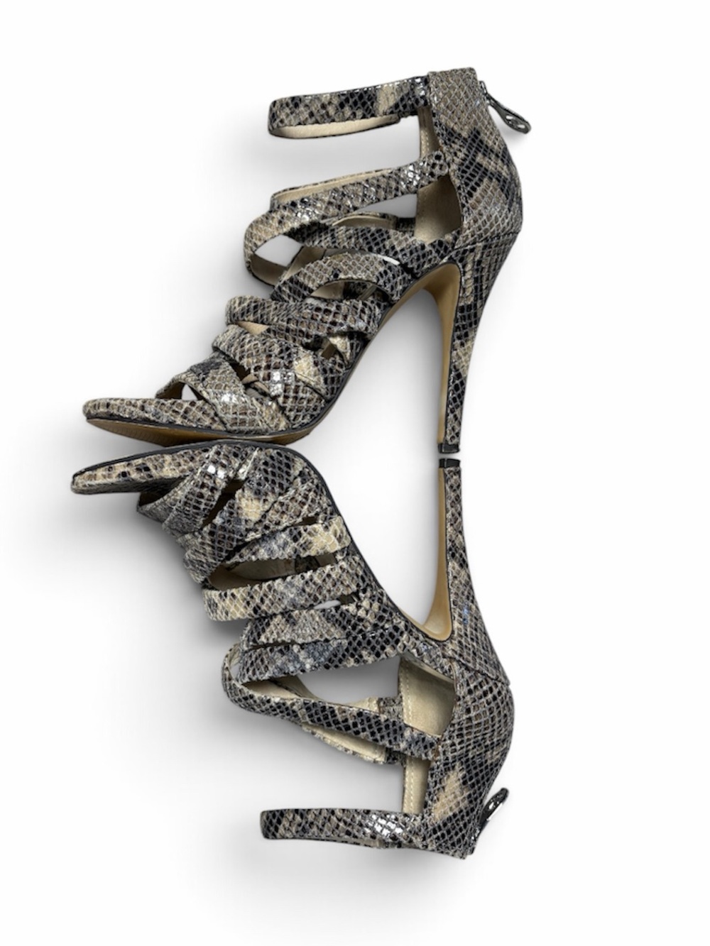 Michael Michael Kors Snakeskin Print Strappy Stiletto Heels Sandals Size 6M
